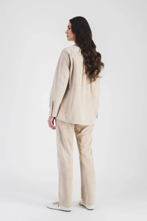 Surchemise en daim beige clair