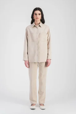 Surchemise en daim beige clair