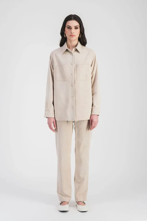 Surchemise en daim beige clair