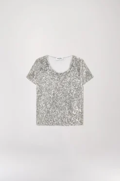 Top à sequins argent