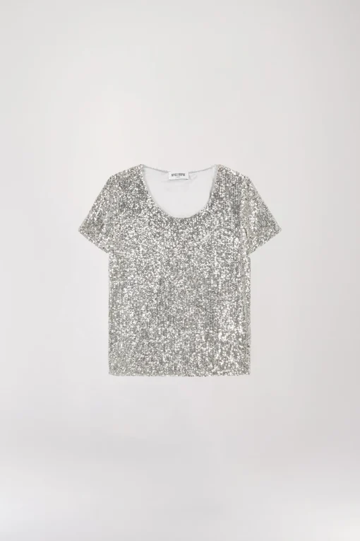 Top à sequins argent