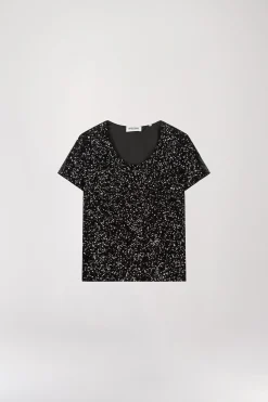 Top à sequins noir