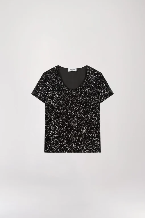 Top à sequins noir