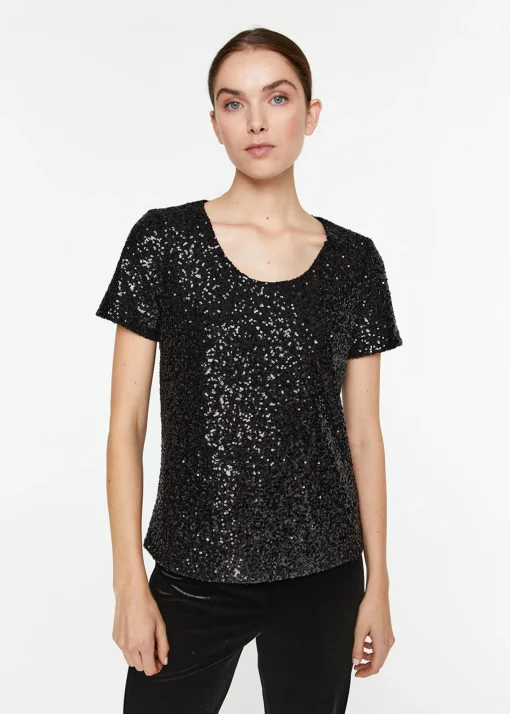 Top à sequins noir