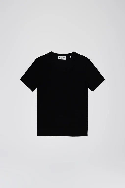Top ajusté col rond en maille fine