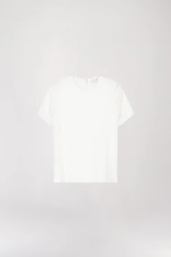 Top en soie brillante blanc cassé