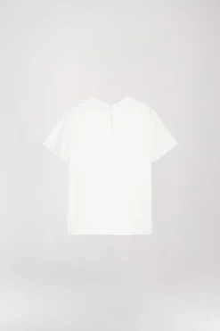 Top en soie brillante blanc cassé