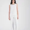 Top sans manches en crêpe microfibre