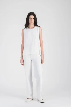 Top sans manches en crêpe microfibre
