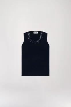 Tricot pailletés marine