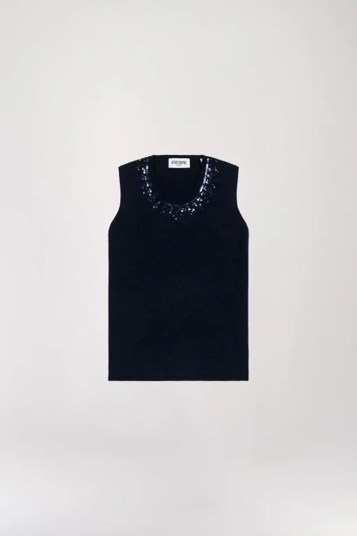 Tricot pailletés marine