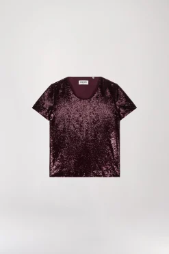 T-shirt à sequins grenat