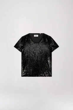 T-shirt à sequins noir