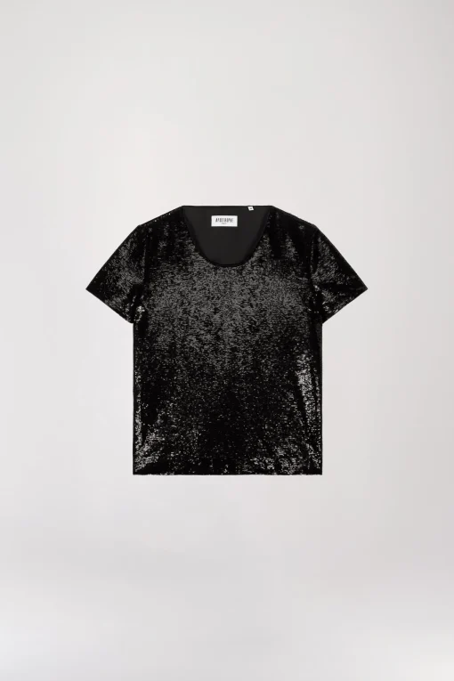 T-shirt à sequins noir