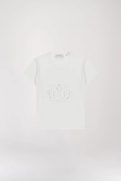 T-shirt brodé de perles blanc cassé