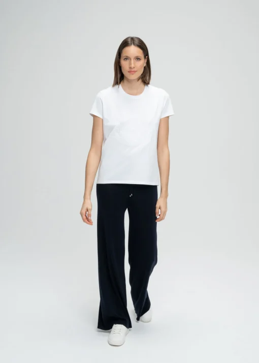 T-shirt brodé de perles blanc cassé