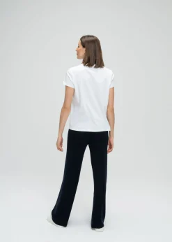 T-shirt brodé de perles blanc cassé