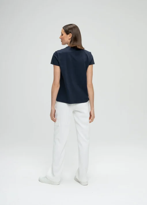 T-shirt brodé de perles marine