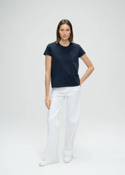 T-shirt broderie marine
