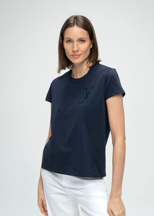 T-shirt broderie marine