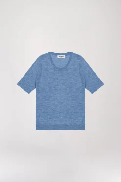 T-shirt en maille bleu