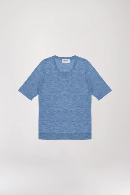 T-shirt en maille bleu