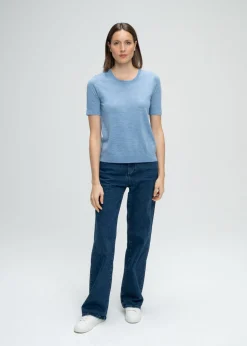 T-shirt en maille bleu