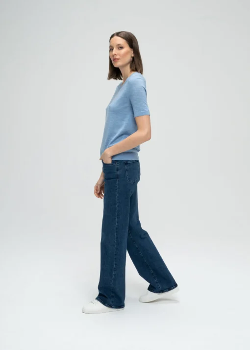 T-shirt en maille bleu