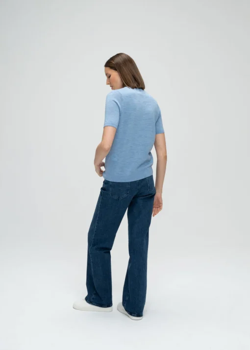 T-shirt en maille bleu