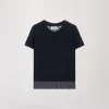T-shirt en maille marine dos rayés