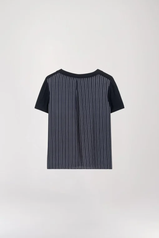 T-shirt en maille marine dos rayés