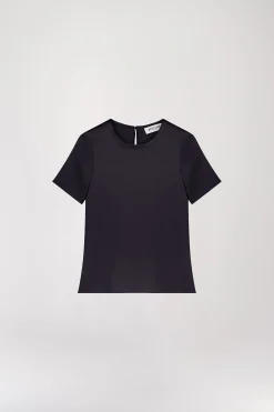 T-shirt en soie marine