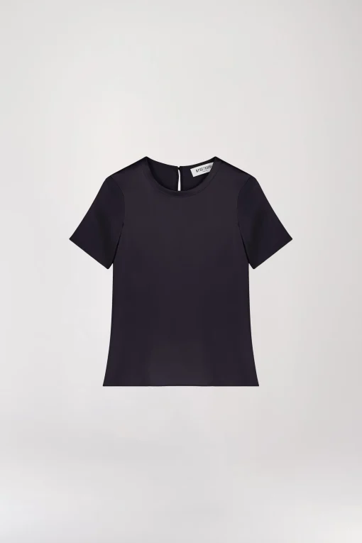 T-shirt en soie marine