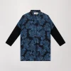 Tunique à imprimé fleuri bleu denim
