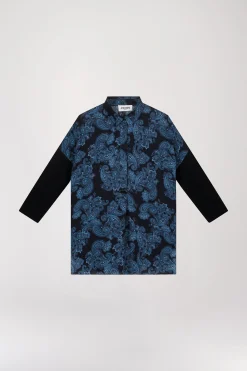 Tunique à imprimé fleuri bleu denim