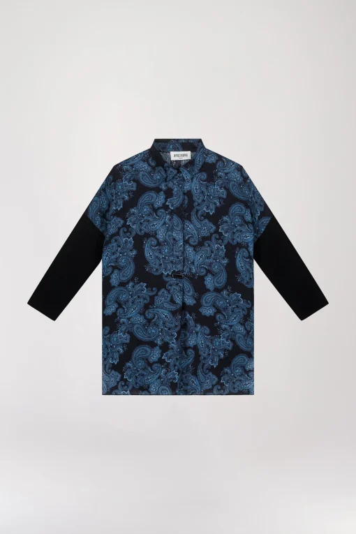 Tunique à imprimé fleuri bleu denim