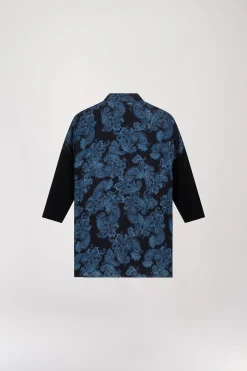 Tunique à imprimé fleuri bleu denim