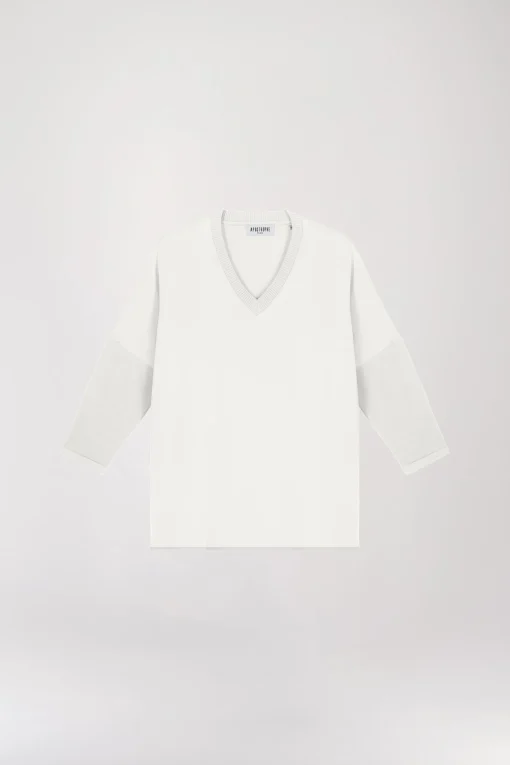Tunique bi-matière jersey blanche