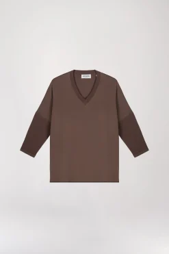 Tunique bi-matière jersey taupe