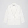 Veste ajustée en double toile stretch blanc cassé