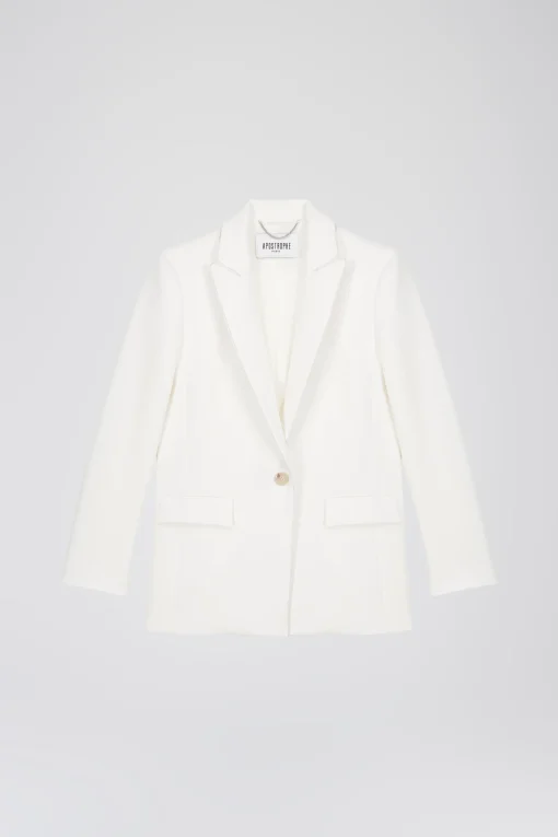 Veste ajustée en double toile stretch blanc cassé