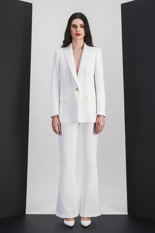 Veste ajustée en double toile stretch blanc cassé