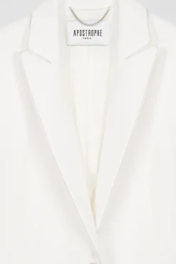 Veste ajustée en double toile stretch blanc cassé