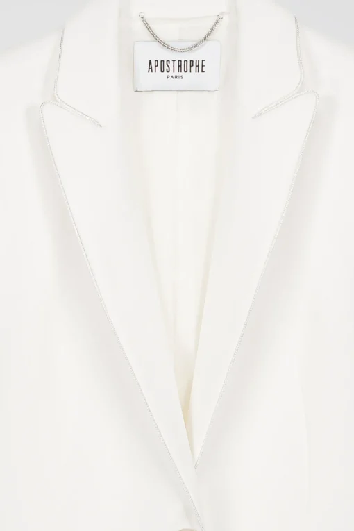 Veste ajustée en double toile stretch blanc cassé