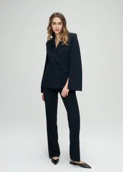 Veste cape croisée marine