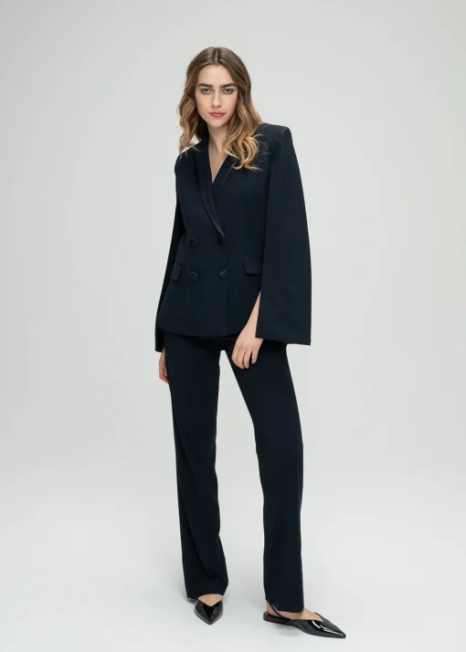 Veste cape croisée marine