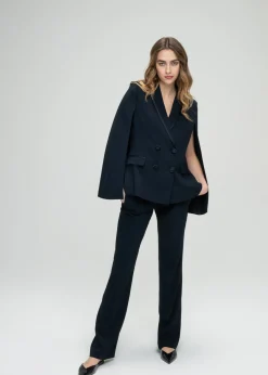 Veste cape croisée marine
