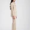 Veste chemise en satin de coton beige