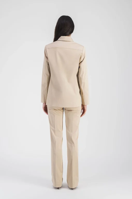 Veste chemise en satin de coton beige