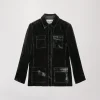 Veste Chemise Saharienne en Velours de Soie Éléphant